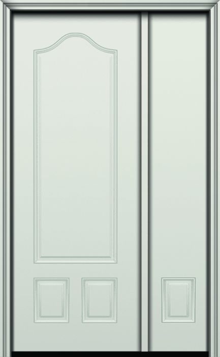 96" Arch Panel over 2 Panel Smooth Fiberglass Single Door, Sidelite