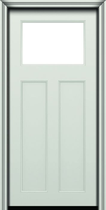 80" 2 Panel Top View Craftsman Smooth Fiberglass Direct Glazed Single Door