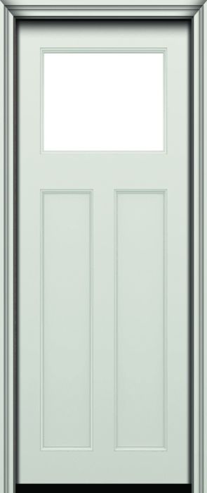 96" 2 Panel Top View Craftsman Smooth Fiberglass Direct Glazed Single Door