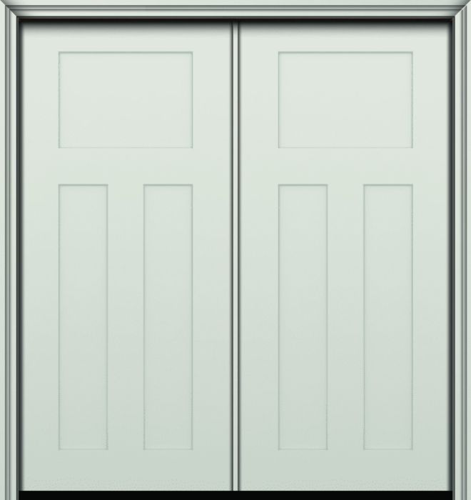 80" 3 Panel Shaker Craftsman Smooth Fiberglass Double Door