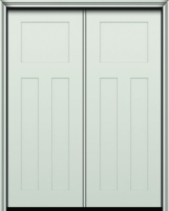 96" 3 Panel Shaker Craftsman Smooth Fiberglass Double Door