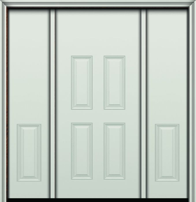 80" 4 Panel Blank Top Colonial Smooth Fiberglass Single Door, Sidelites