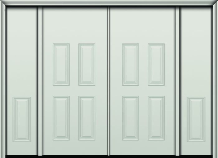 80" 4 Panel Blank Top Colonial Smooth Fiberglass Double Door, Sidelites