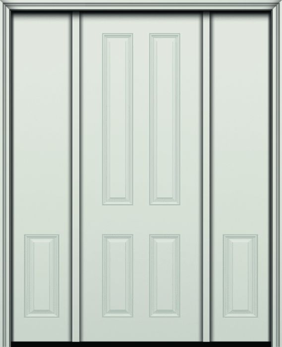 96" True 4 Panel Smooth Fiberglass Single Door, Sidelites