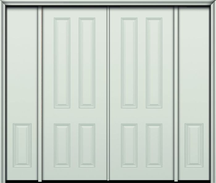 96" True 4 Panel Smooth Fiberglass Double Door, Sidelites
