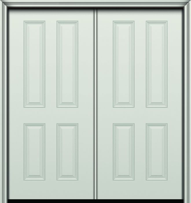 Impact 80" True 4 Panel Colonial Smooth Fiberglass Double Door
