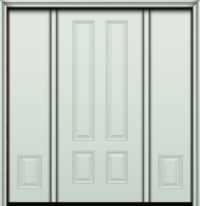 80" 4 Panel Colonial Smooth Fiberglass Single Door, Sidelites