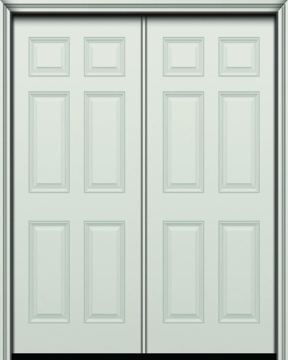 96" 6 Panel Colonial Smooth Fiberglass Double Door