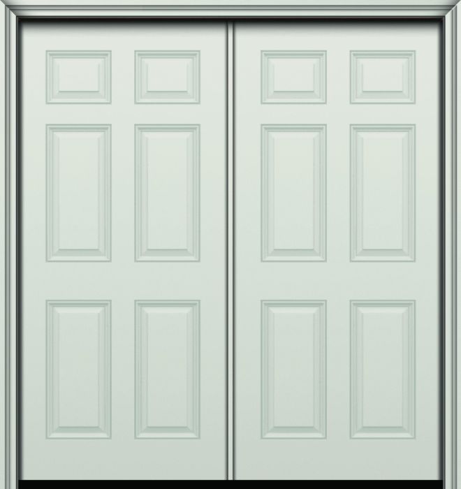 80" 6 Panel Colonial Smooth Fiberglass Double Door, 20 Min Fire Rated