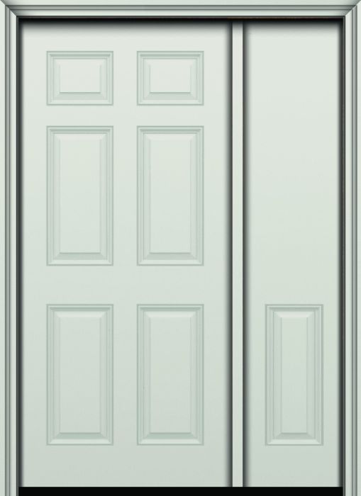 80" 6 Panel Colonial Smooth Fiberglass Single Door, Sidelite