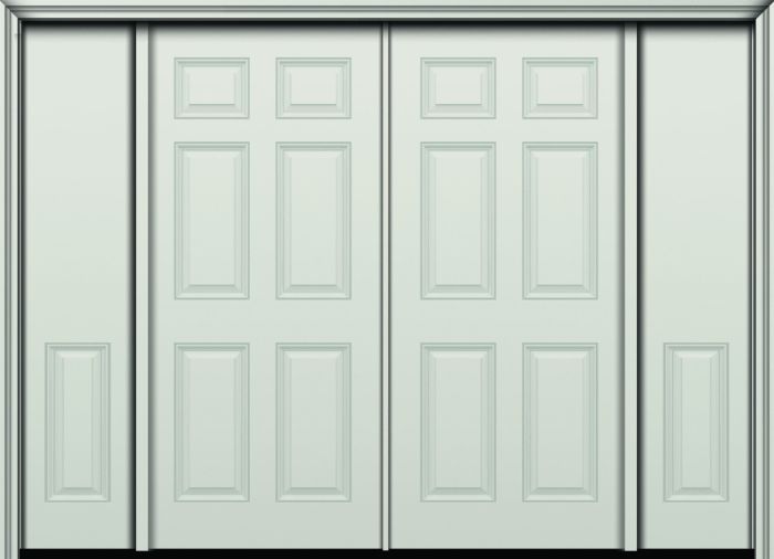80" 6 Panel Colonial Smooth Fiberglass Double Door, Sidelites