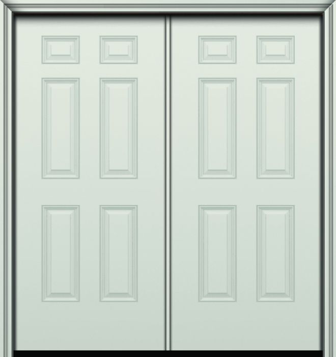 84" 6 Panel Utility Colonial Smooth Fiberglass Double Door