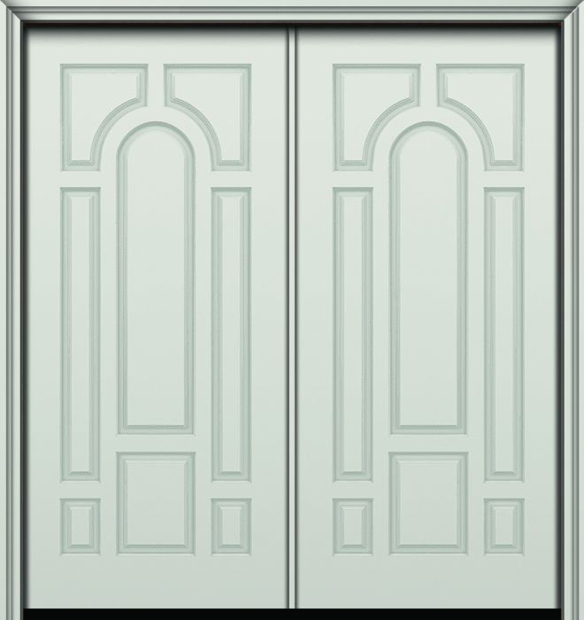 Impact 80" 8 Panel Center Arch Smooth Fiberglass Double Door