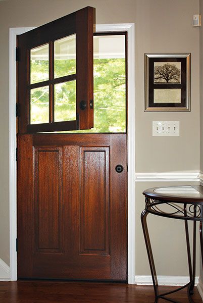 80" Craftsman Mahogany 2 Panel Vertical TDL 4 Lite Square Single Door, Dutch Door