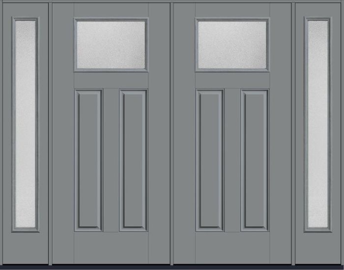 80 Granite Craftsman Top View 2 Panel Smooth Fiberglass Double Door,Sidelites , WBD Impact