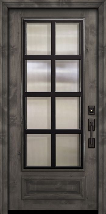 36" x 80" 3/4 Lite Minimal Steel Grille Estancia Alder Door