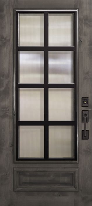 36" x 80" 3/4 Lite Minimal Steel Grille Estancia Alder Door