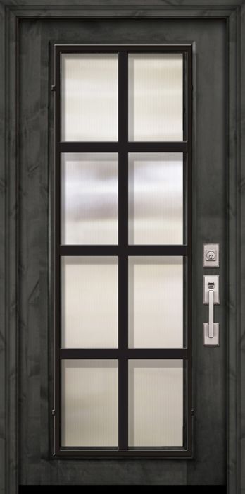 36" x 80" Full Lite Minimal Steel Grille Estancia Alder Door