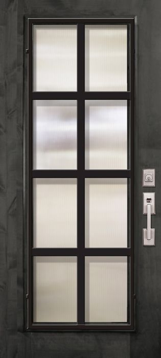 36" x 80" Full Lite Minimal Steel Grille Estancia Alder Door