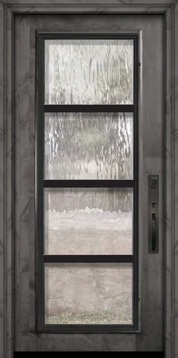 36" x 80" Full Lite Urban Steel Grille Estancia Alder Door