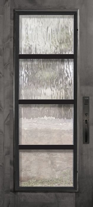36" x 80" Full Lite Urban Steel Grille Estancia Alder Door