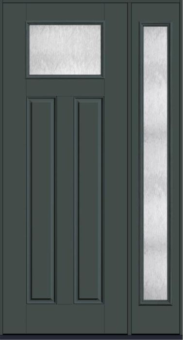 96 Chord Craftsman Top View 2 Panel Smooth Fiberglass Single Door,Sidelite , WBD Impact