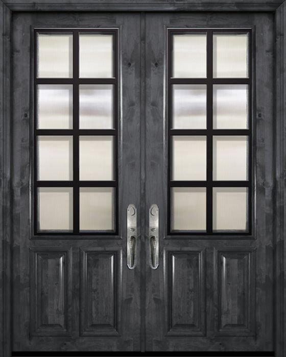 36" x 96" Double 2/3 Lite Minimal Steel Grille Estancia Alder Door
