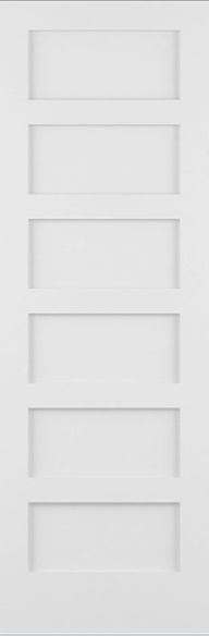 96" 6-Panel Shaker Primed Wood Single Door