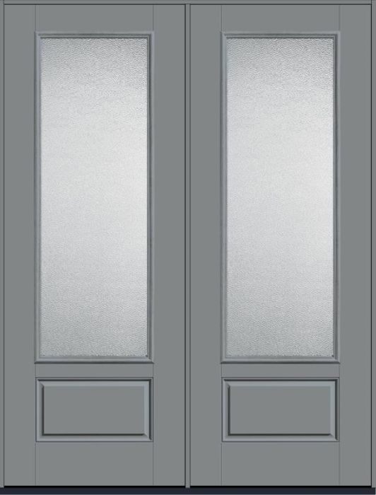 96 Granite 3/4 Lite 1 Panel Smooth Fiberglass Double Doors , WBD Impact