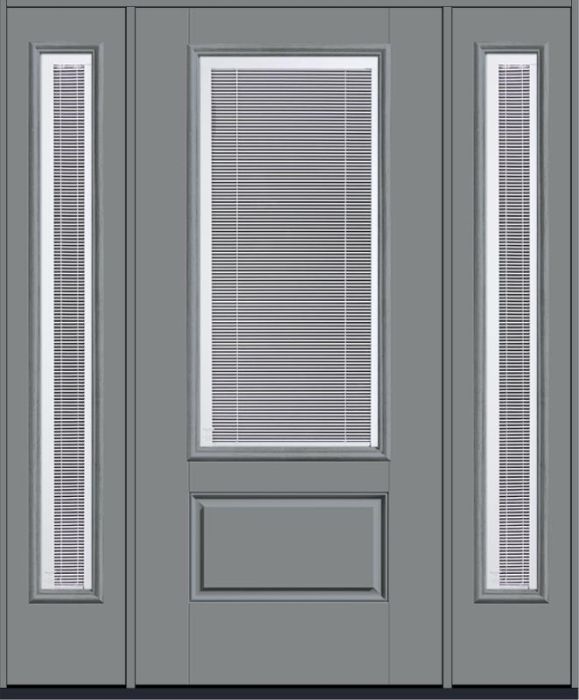 80 Low-E Raise/Tilt Smooth 3/4 Lite 1 Panel Fiberglass Single Door,Sidelites , WBD Impact