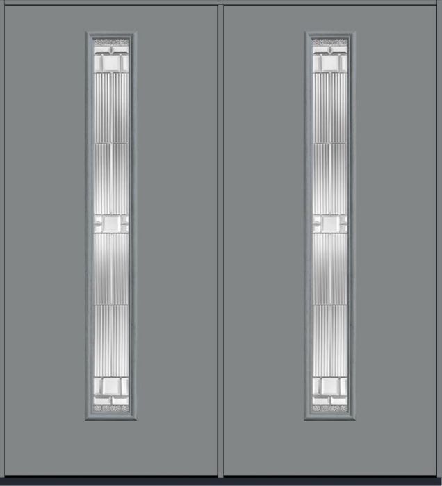 80 Saratoga Modern Pulse Linea Centered Smooth Fiberglass Double Doors , WBD Impact
