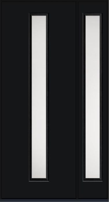 96 Satin Etch Modern Pulse Linea Centered Smooth Fiberglass Single Door,Sidelite , WBD Impact