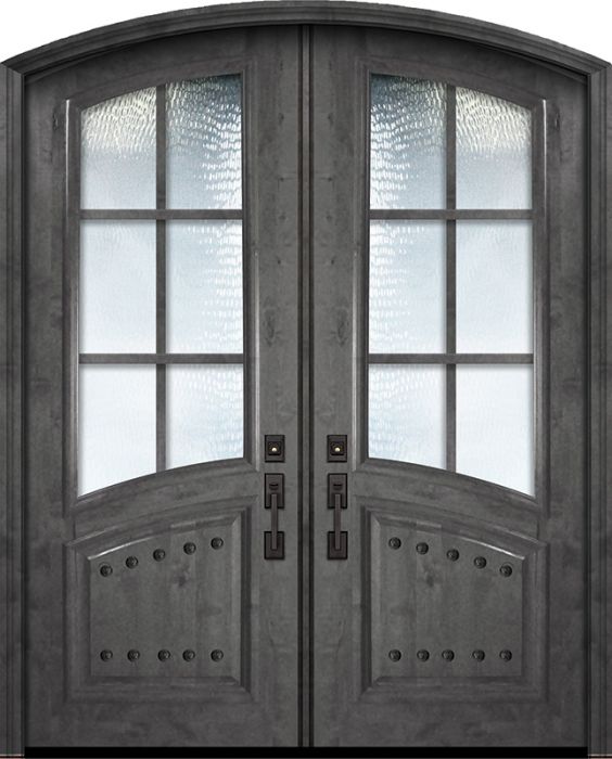 36" x 96" Double Arch Top & Rail 6 Lite SDL Estancia Alder Door