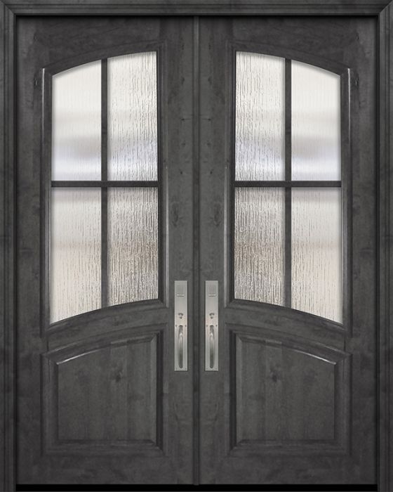 36" x 96" Double Arch Lite & Rail 4 Lite SDL Estancia Alder Door