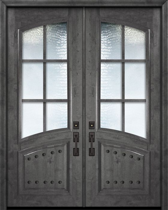 36" x 96" Double Arch Lite & Rail 6 Lite SDL Estancia Alder Door