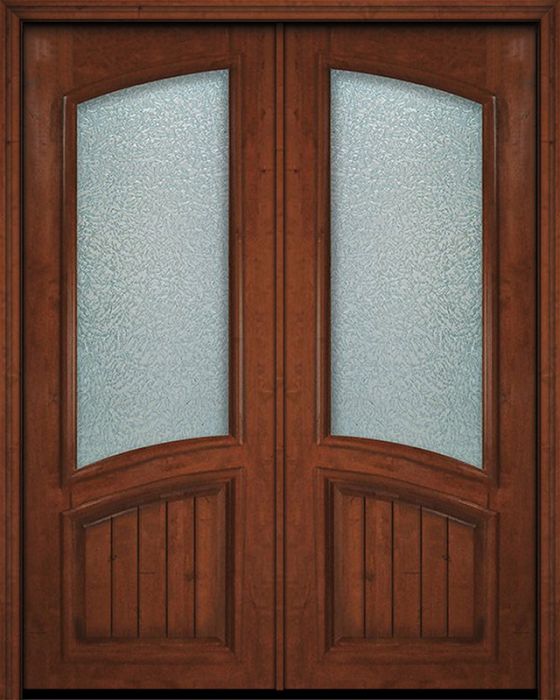 36" x 96" Double Square Top Arch Lite V-Grooved Panel Estancia Alder Door