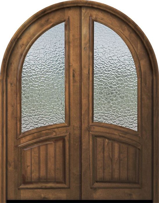 36" x 96" Double Round Top V-Grooved Panel Estancia Alder Door