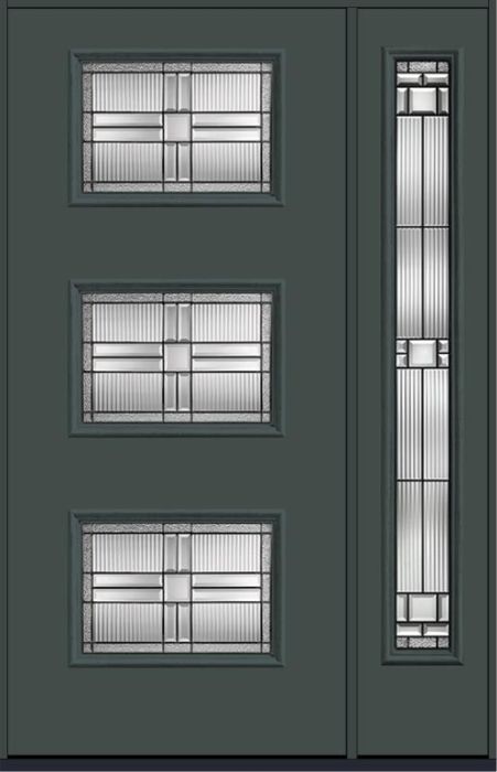 80 Saratoga Modern Pulse Ari 3-Lite Smooth Fiberglass Single Door,Sidelite , WBD Impact