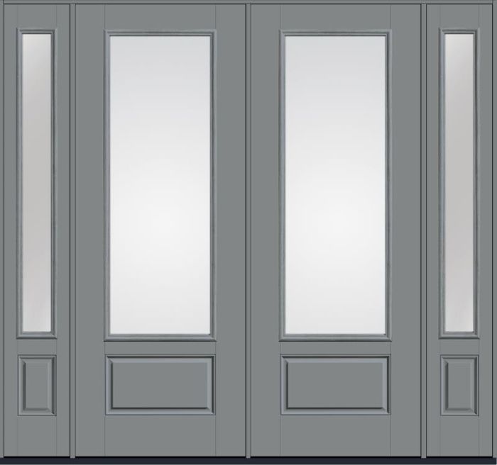 96 Low-E 3/4 Lite 1 Panel Smooth Fiberglass Double Door,Sidelites , WBD Impact