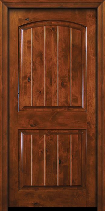 42" x 80" Arch 2 Panel V-Grooved Estancia Alder Door