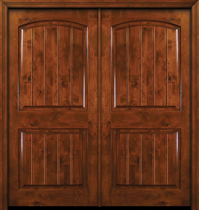 80" Double Arch 2 Panel V-Grooved Estancia Alder Door