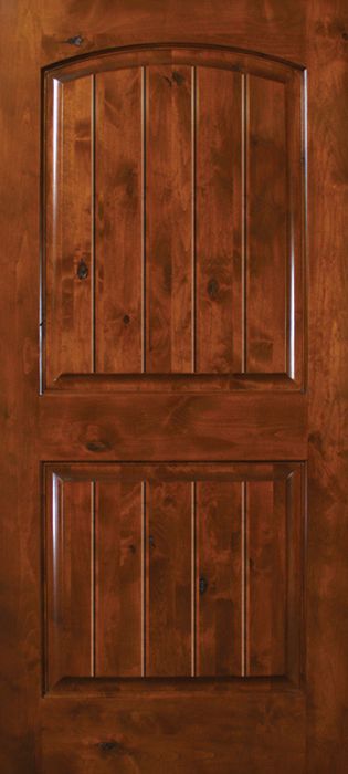 42" x 80" Arch 2 Panel V-Grooved Estancia Alder Door