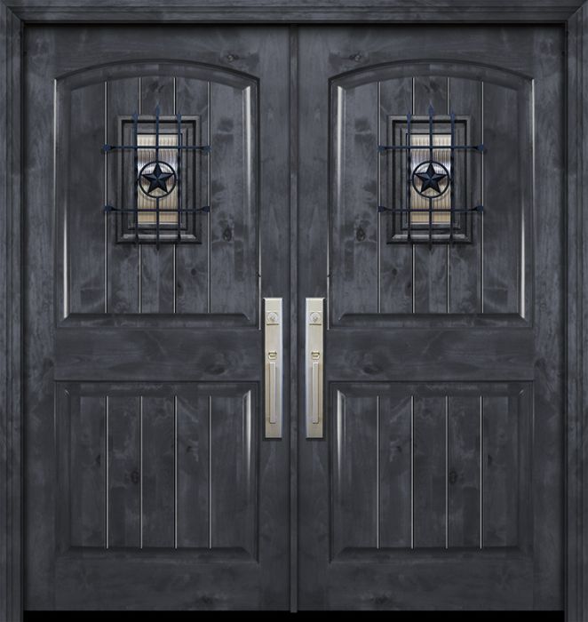 42&quot; x 80&quot; Double Arch 2 Panel Estancia Alder Door with Speakeasy