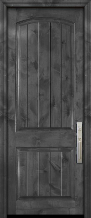 42" x 96" Arch 2 Panel V-Grooved Estancia Alder Door