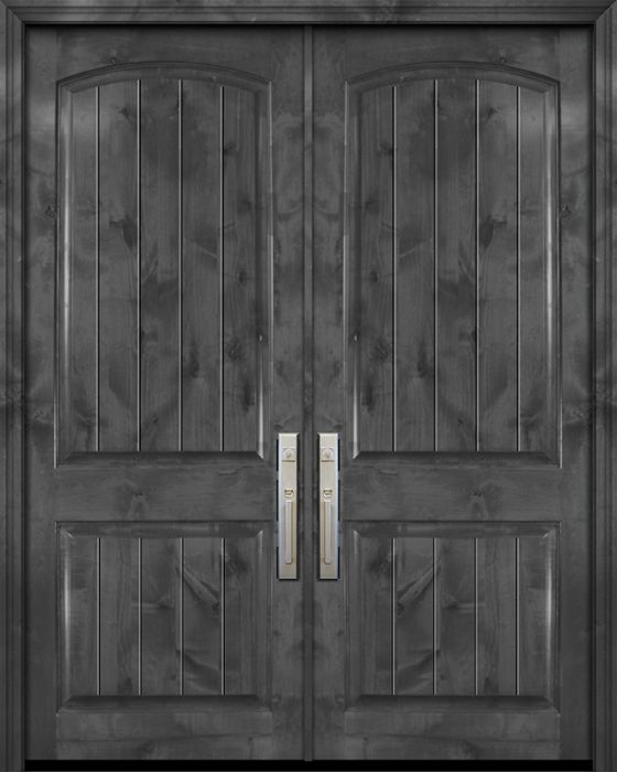 96" Double Arch 2 Panel V-Grooved Estancia Alder Door