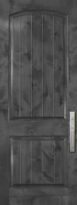42" x 96" Arch 2 Panel V-Grooved Estancia Alder Door