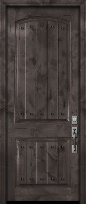 96&quot; Arch 2 Panel Estancia Alder Door with Clavos