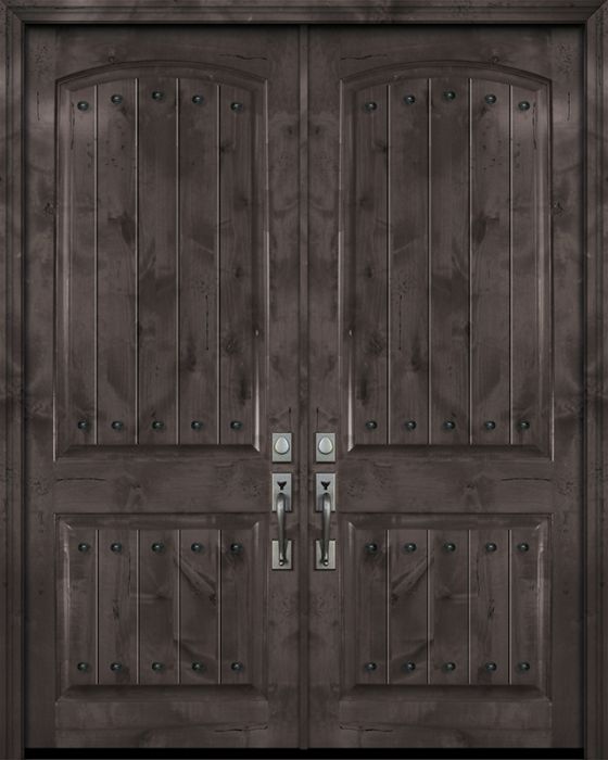 42&quot; x 96&quot; Double Arch 2 Panel Estancia Alder Door with Clavos