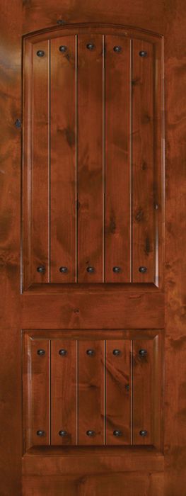 42&quot; x 96&quot; Arch 2 Panel Estancia Alder Door with Clavos