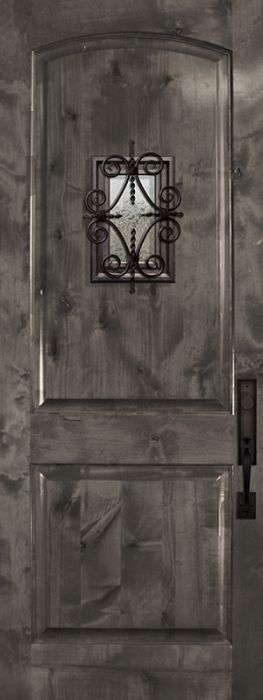 96" Arch 2 Panel Estancia Alder Door with Speakeasy